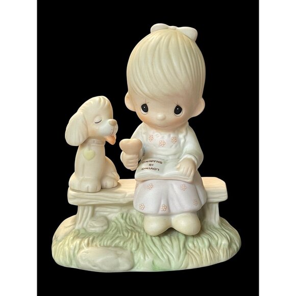1979 Precious Moments Jonathan and David Loving Is Sharing Porcelain Figurine - Picture 1 of 6